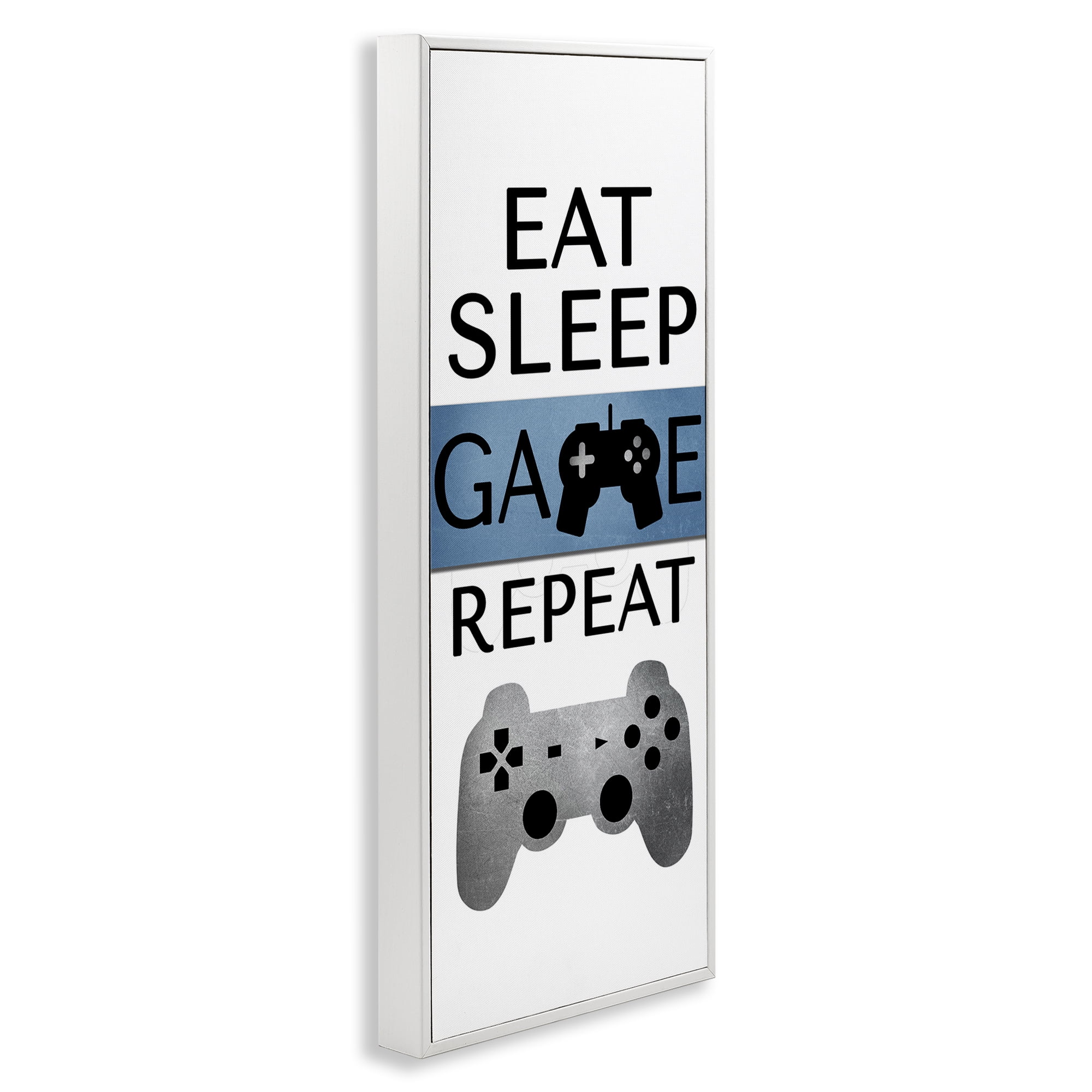 Stupell Industries Game Repeat Lifestyle Typography Painting White Framed Art Print Wall Art, 10 x 24
