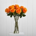 thumbnail image 4 of Nearly Natural Orange Blooming Roses with Vase Artificial Flower Arrangement, 4 of 4