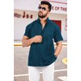 thumbnail image 5 of LA LEELA Men's Hawaiian Shirt Solid Casual Short Sleeve Button Down Beach Shirts for Men XXL Navy, Plain, 5 of 5