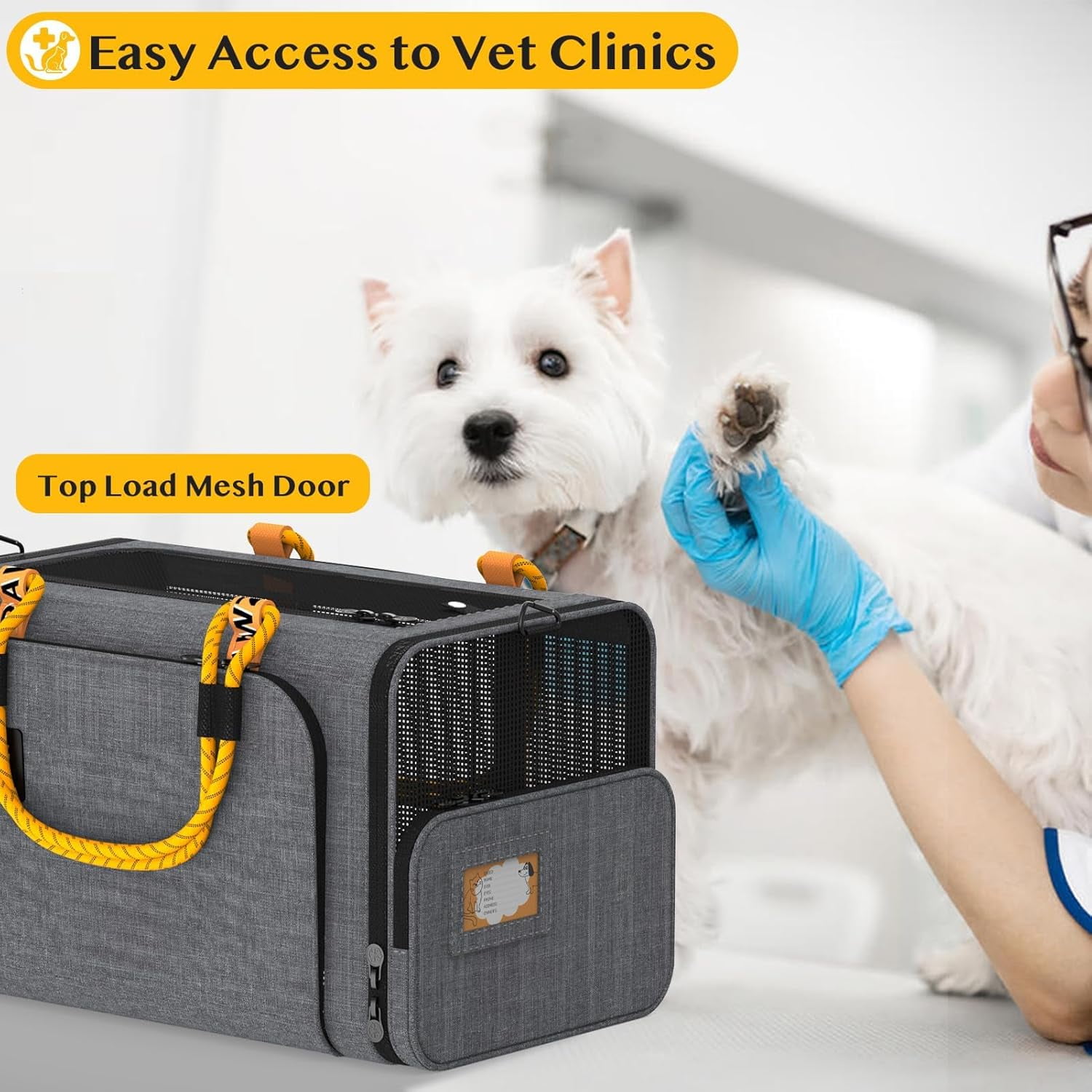 PAWZIDEA Expandable Cat Carrier w/ID Card, 18X11X11 TSA Airline Approved Pet Carrier for 2 Cats Under Seat, Soft-Sided Collapsible Small Dog Carrier Car Seat Travel Bag, Shoulder Strap as Dog Leash