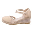 thumbnail image 3 of YLYL Wedge Platform Sandals for Women Espadrilles Ankle Strap Closed Toe Dressy Summer Beach Shoes, 3 of 9