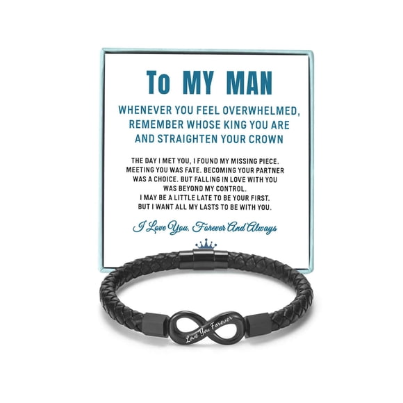Pulsera Coolvy To My Man Infinito de Cuero para Hombre 23 cm