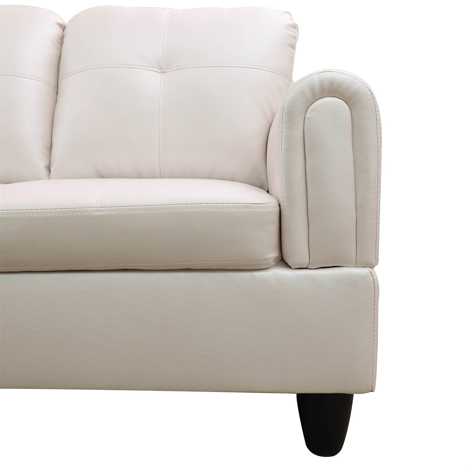 Hommoo Faux Leather 4-Seat Couch, L Shaped Sectional Couches and Sofas, Modern Living Room Furniture Sets Sectional Sofa Set, Peaerl White(No Ottoman)