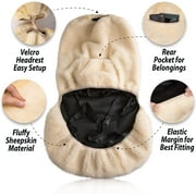 Zone Tech Genuine Sheepskin Ivory Car Seat Cover, Fluffy Luxury Wool Front Seat Covers, Universal Fits Car, Truck, SUV, Van