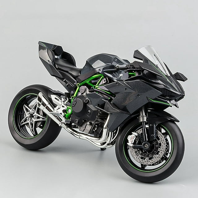 YoaNJYGR Sports Cars Models 1:12 Kawasak H2R Motorcycle Model Toy Mini Alloy Metal Diecast Motorcycle Model Black Motorcycle Model Toy Sport Motorcycle Racing Motorcycle Model Collection for Men Ki