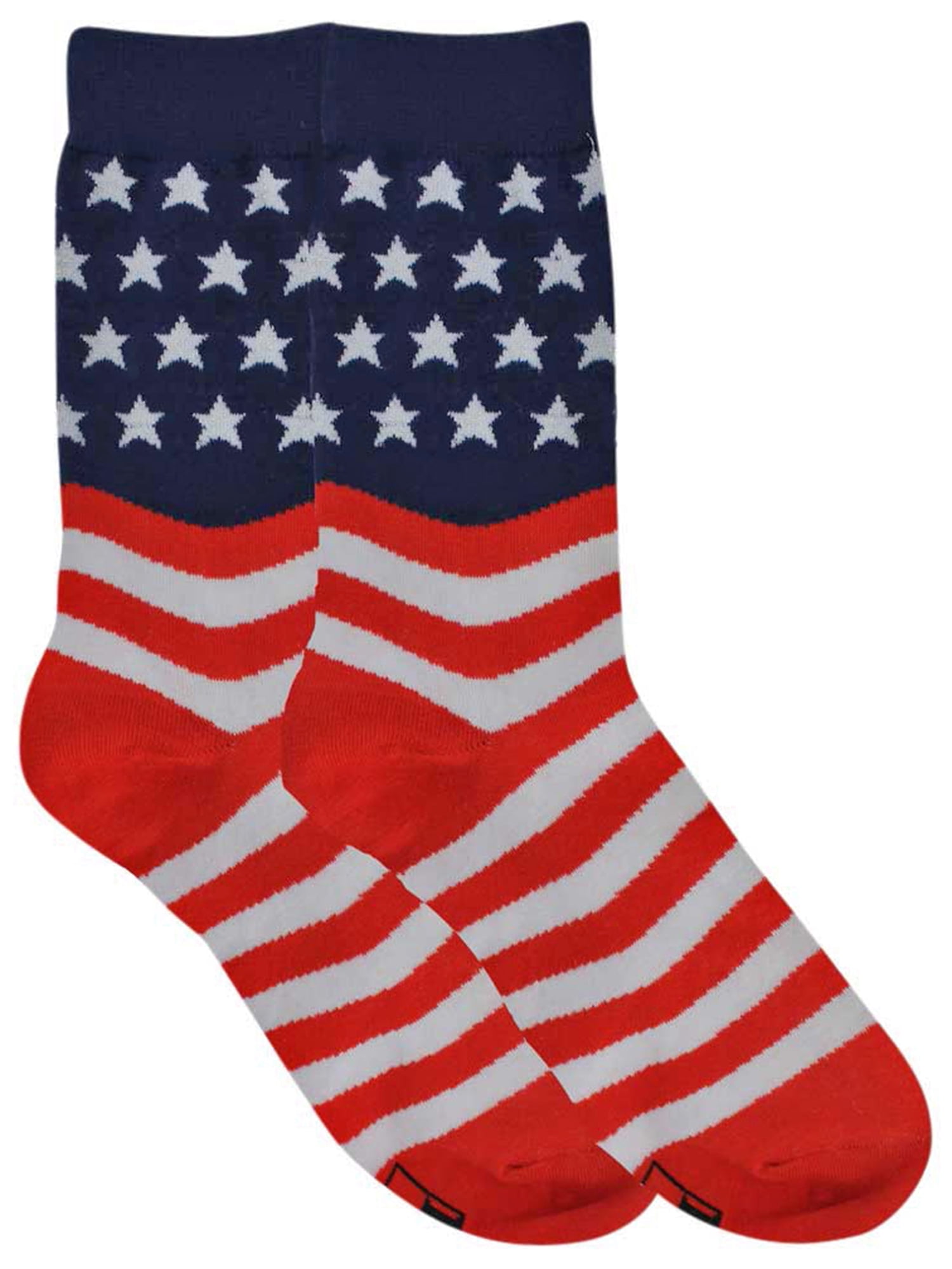 US Patriotic Socks with heart printing in flag colors Comfortable Socks with cushioned bottom Good luck socks with crisp bold colors print