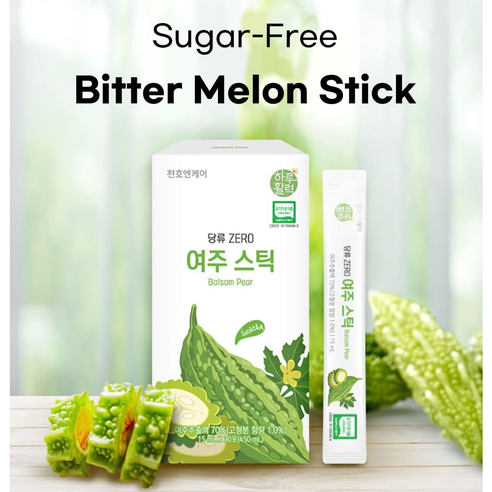 Chunho Ncare Korean Bitter Melon Juice, Zero Sugar, Korean-Grown Bitter Melon, Celery, Lettuce & Spinach, Easy-Cut Liquid Stick Pouch, HACCP Certified (15ml × 30sticks)