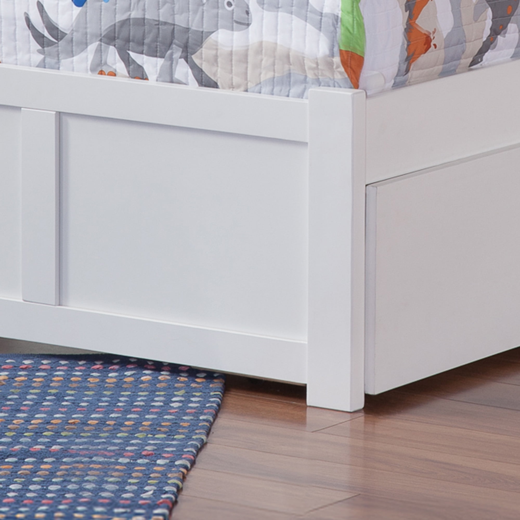 AFI Madison Twin Solid Wood Platform Bed with Footboard & Twin Trundle, White