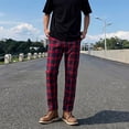 thumbnail image 4 of GINGTTO Men's Stretch Casual Plaid Chino Pants Slim Fit Dress Pants, 4 of 7