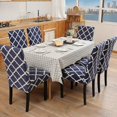 thumbnail image 2 of Dining Chair Covers, Geometric Print Dining Chair Slipcovers, Removable Washable Stretch Furniture Protector for Kitchen Room Hotel Table Banquet (2 Per Set, Navy Blue), 2 of 7