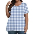 thumbnail image 1 of fheaev Hauts Grande Taille pour Femmes Haut d'Été Plissé Col Rond Manches Courtes Tunique Décontractée Basique Tee Blouses T-Shirts, 1 of 4
