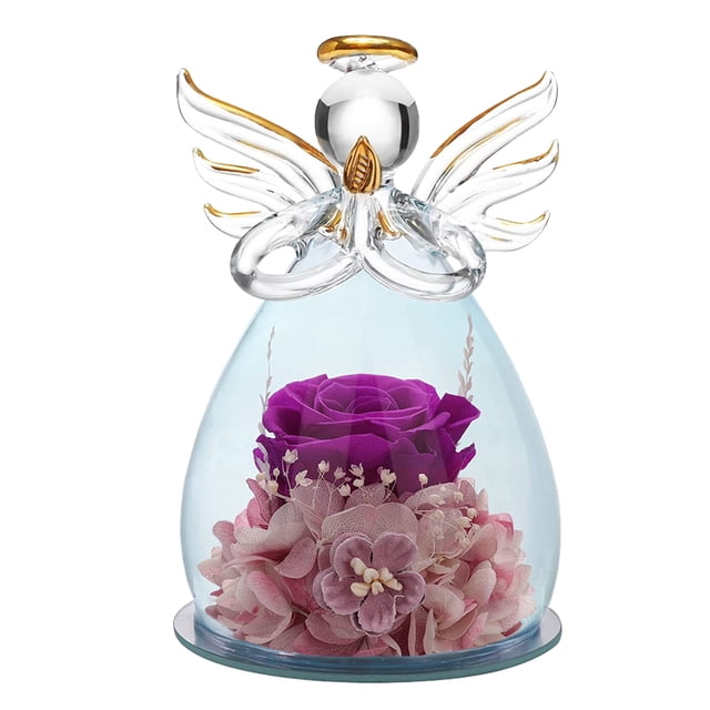 Ángel flor inmortal, cubierta de cristal rosa, regalo de Navidad y San Valentín