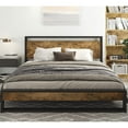 Queen Modern Farmhouse Platform Bed Frame with Wood Panel Headboard ...