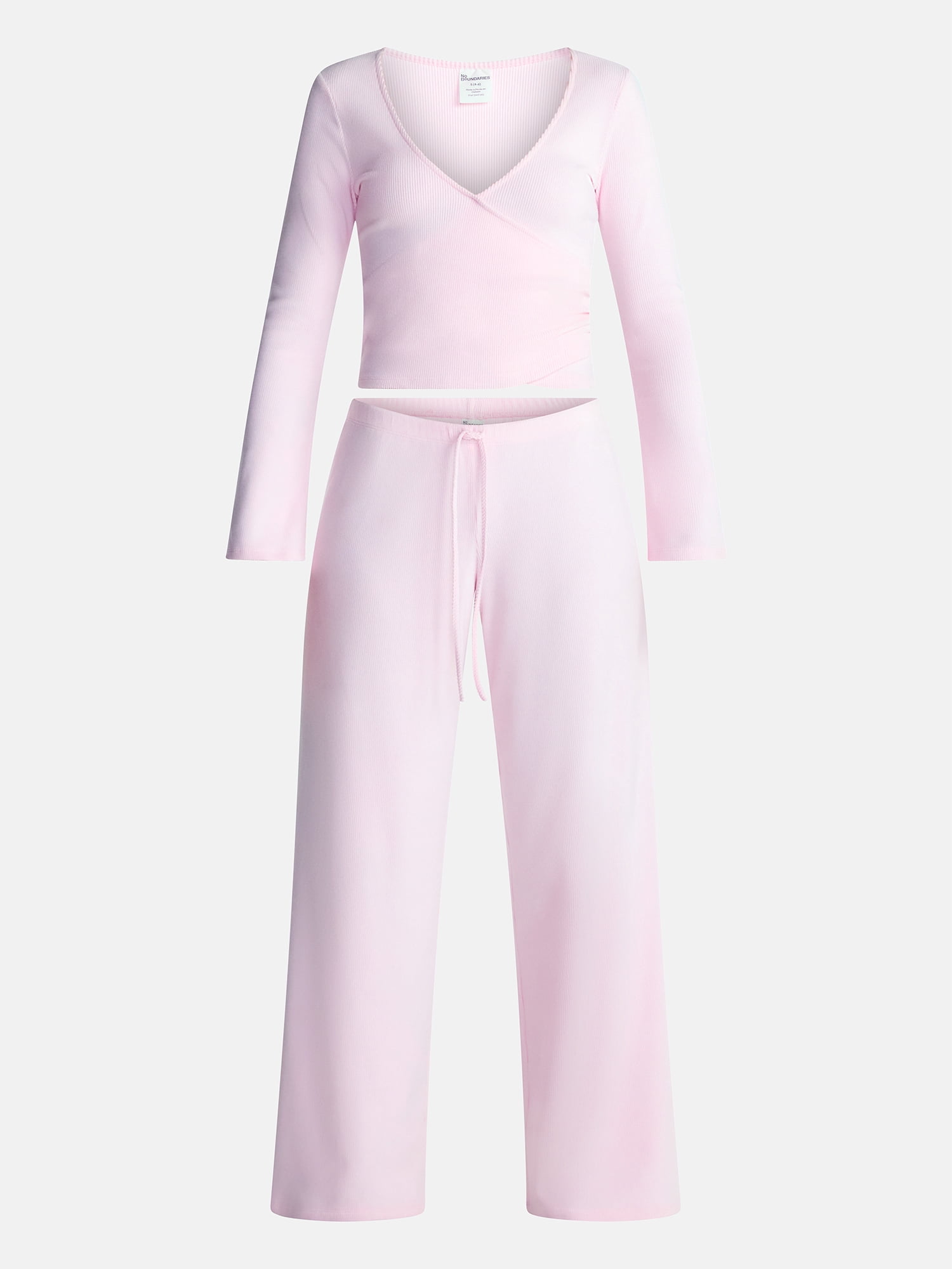 No Boundaries Ribbed Ballet Top and Flare Pants Set, 2 Piece, Women's XXS-XXL