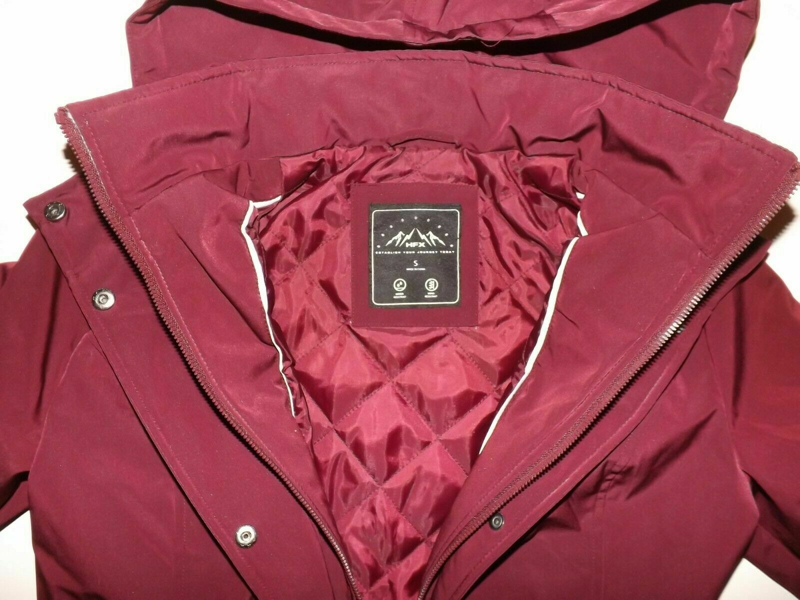 HFX Womens Rain Jacket Coat Zinfandel Burgundy Hooded Jacket Size Small - image 2 of 3