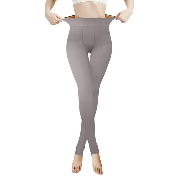 Gibobby Leggings Afelpados Mujer Leggings informales para mujer, calcetines transparentes de terciopelo engrosados para caminar(Gris, 330G)