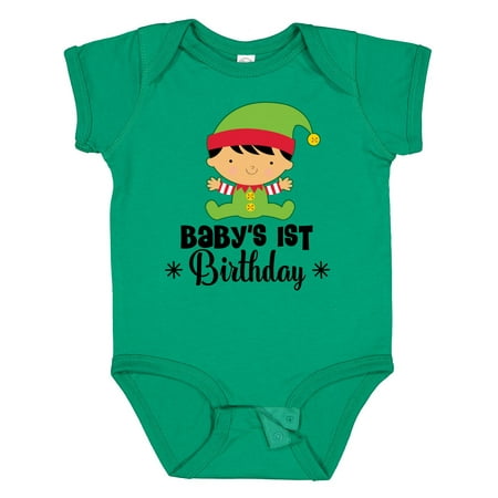 

Inktastic 1st Birthday Christmas Elf Boys Baby Bodysuit