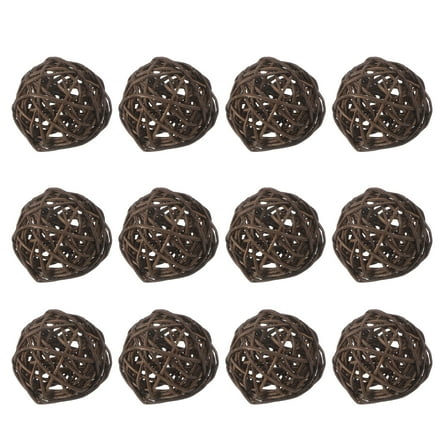 Uxcell 12 Pcs Wicker Rattan Balls 2 Inch Rattan Decorative Balls Vase Fillers for Wedding Party Centerpiece Bowls Home Decoration, Brown
