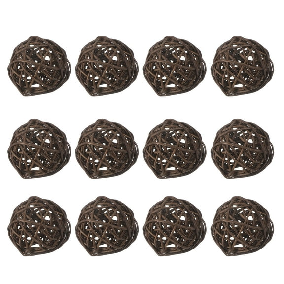 Uxcell 12 Pcs Wicker Rattan Balls 2 Inch Rattan Decorative Balls Vase Fillers for Wedding Party Centerpiece Bowls Home Decoration, Brown