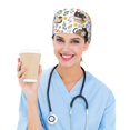 thumbnail image 2 of Cute cat Working Cap with Sweatband - Adjustable Unisex Surgical Nurse Cap, Chemo Hats for Women, 2 of 6