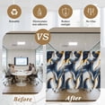 thumbnail image 5 of Navy Blue Marble Window Privacy Film, Gold Modern Art Static Cling UV Sun Blocking Heat Control Window Tint Day and Night, Non-Adhesive Reusable One Way Windows Privacy Cover 17.7''x78.7'', 5 of 7