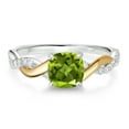 thumbnail image 2 of Gem Stone King 0.96 Ct Green Peridot E-F Lab Grown Diamond 925 Silver and 10K Yellow Gold Ring, 2 of 5