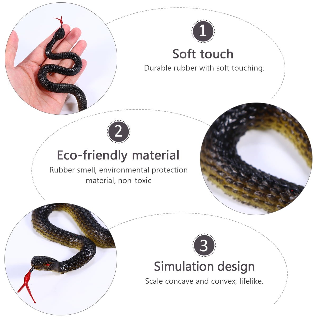 60cm Yellow Red Black Rubber Snake Realistic Reptile Animal Figure Joke Toy Prop 