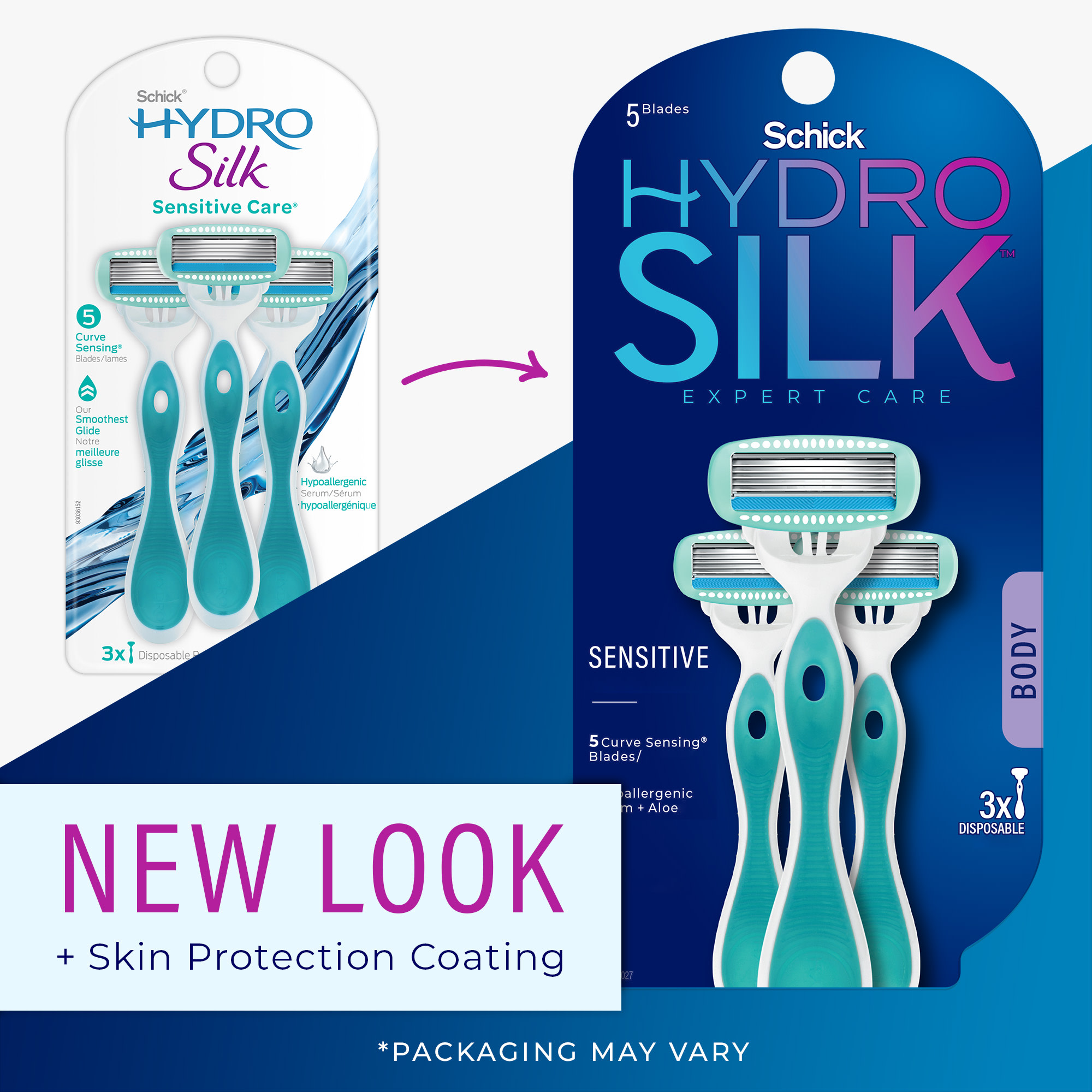 Schick Hydro Silk Sensitive Womens Disposable Razors, 3 ct, 5-Blade Disposable Razors for Women Sensitive Skin, Travel Razor for Women - image 4 of 12