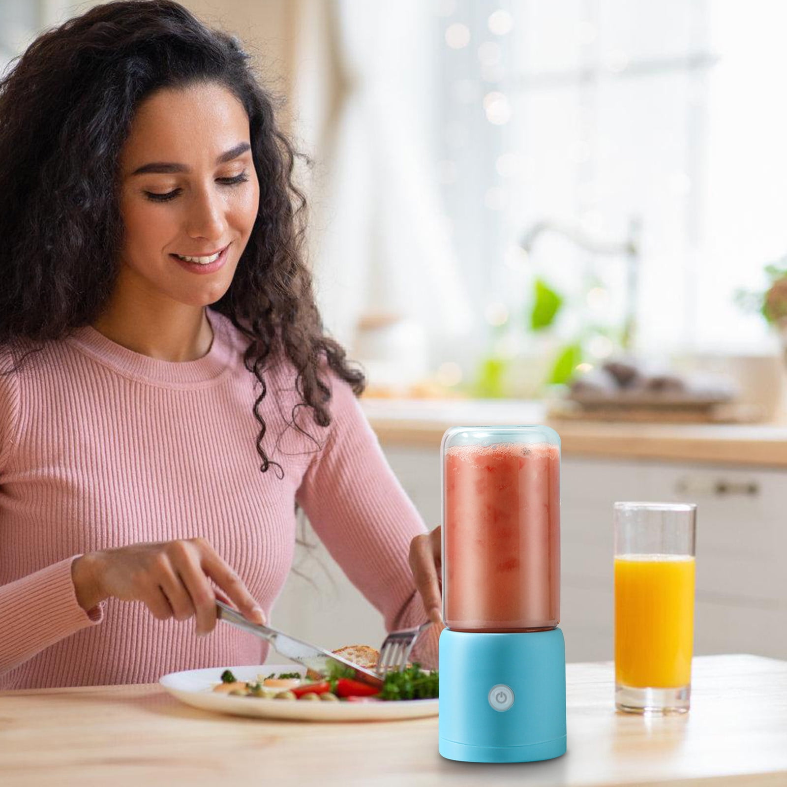 USB Rechargeable Handheld Blender | Portable Personal Blender for Smoothies, Shakes, and Juices | 6 Blade Mini Blender for Travel, Gym, and Kitchen | Includes Travel Cup and Lid