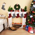 thumbnail image 4 of 6 Piezas Calcetín Navideño a Cuadros de Búfalo Calcetín Clásico Decoraciones Calcetín Navideño con Puño de Felpa para Decoración de Fiesta Navideña Familiar Vhermosa WMZL-2229-3, 4 of 6