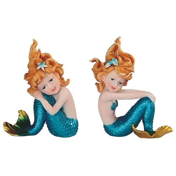FC Design 2-PC Lovely Mini Mermaid 4"H Figurine Set Statue Sculpture Ornament Decoration Home/Room Decor and Unique Gift Ideas for Housewarming, Holidays and Birthdays