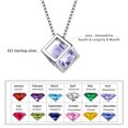 thumbnail image 5 of Beautlace 925 Sterling Silver Birthstone Necklace,3D Cube Pendant Birth Stone Jewelry Anniversary Birthday Christmas Gifts for Women, 5 of 8