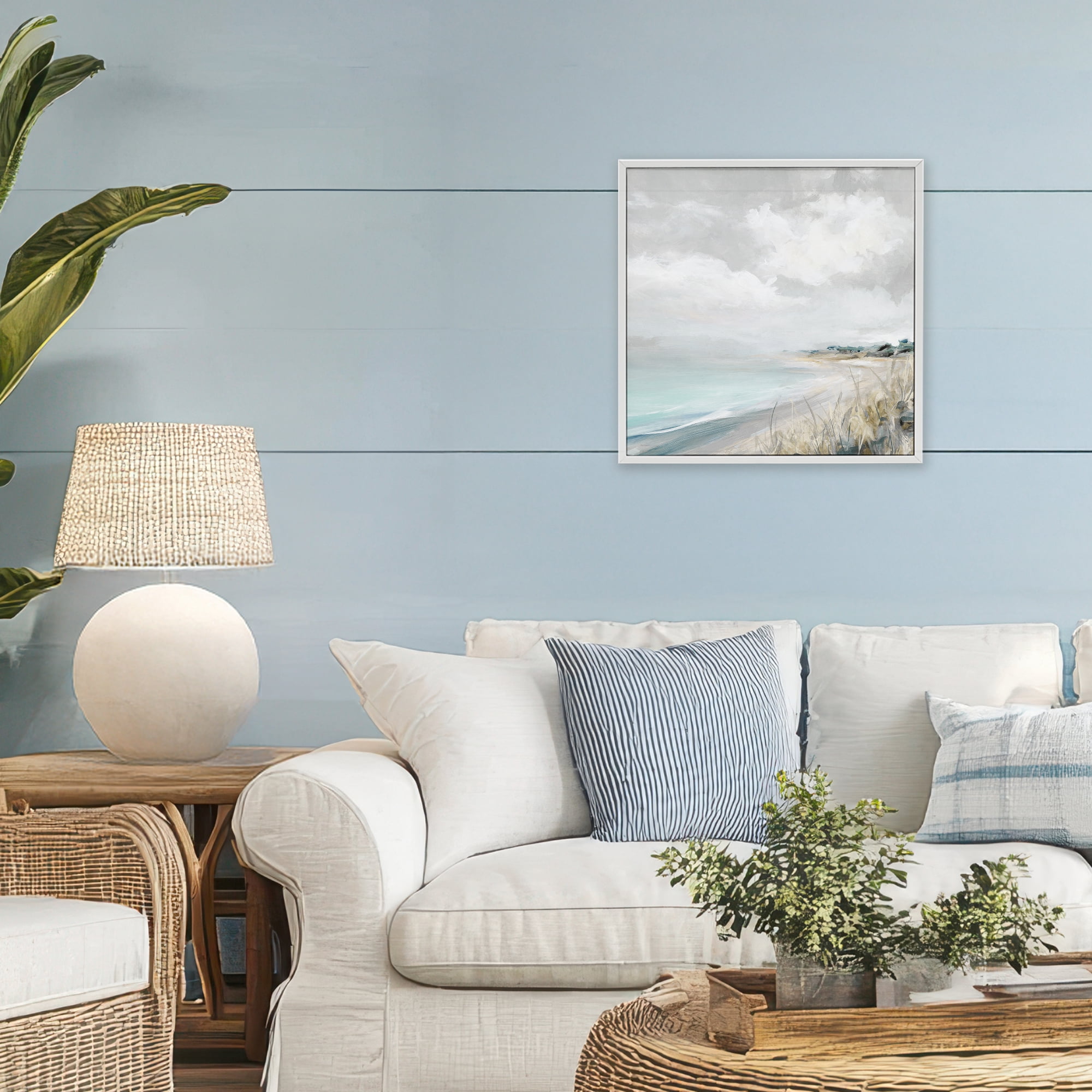 Stupell Industries Coastal Morning By The Dunes White Framed Giclee Art, design by Carol Robinson