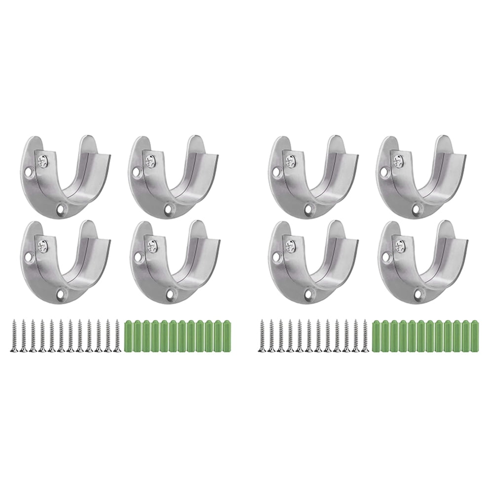 8 Pcs Stainless Steel Hanging Rod Bracket U Shaped Curtain Rod Bracket