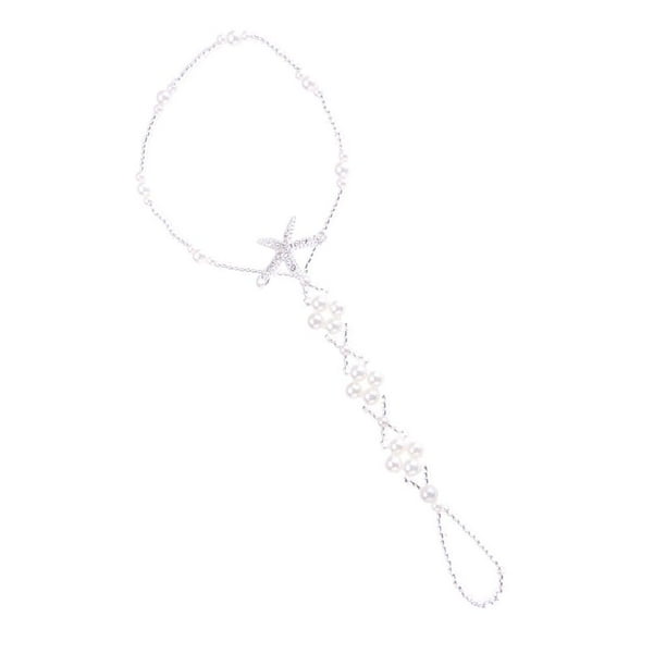 Cadena de Tobillera para Mujeres Zulema Joyería Artesanal de Pie Tobillera de estrella de mar de perlas blancas Color Dorado / Plateado