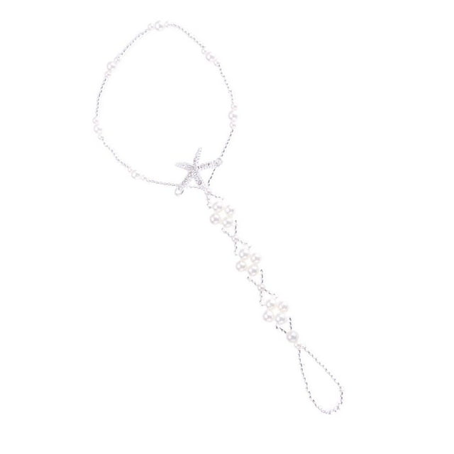 Cadena de Tobillera para Mujeres Zulema Joyería Artesanal de Pie Tobillera de estrella de mar de perlas blancas Color Dorado / Plateado