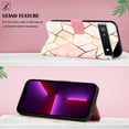 thumbnail image 4 of Nalacover for Google Pixel 6a PU Leather Wallet Case,Stylish Marble Pattern Magnetic Clasp Flip Kickstand Cash Pocket Wireless Charging Detachable Wrist Strap Cover for Girls Women,Rosegold, 4 of 6