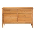 thumbnail image 5 of Baxton Studio Lucera Mid-Century Oak Brown Bobbin Wood 6-Drawer Dresser, 5 of 6