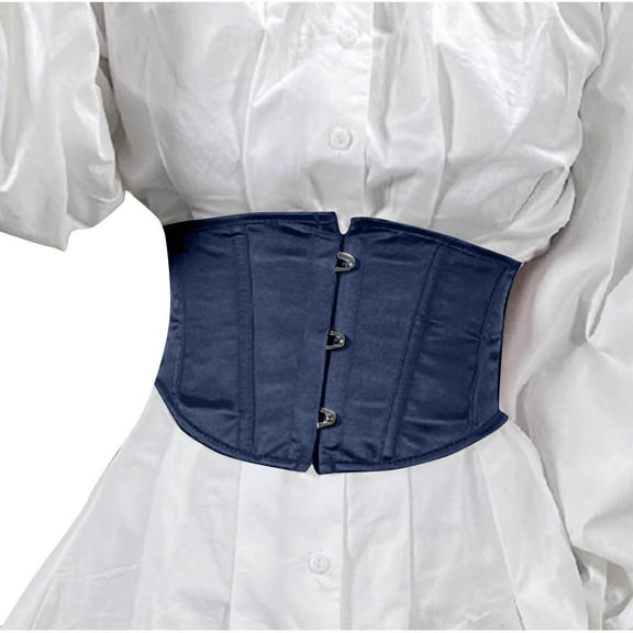 Women Steampunk Corset Belt Medival Elastic Waist Belt for Dresses Dark Blue XS