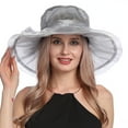 thumbnail image 5 of EnJoCho Sun Hat for Ladies Women's Vintage Mesh Wide Brim Wedding Dress Hat Floral Shade Holiday Brim Top Hat, 5 of 9