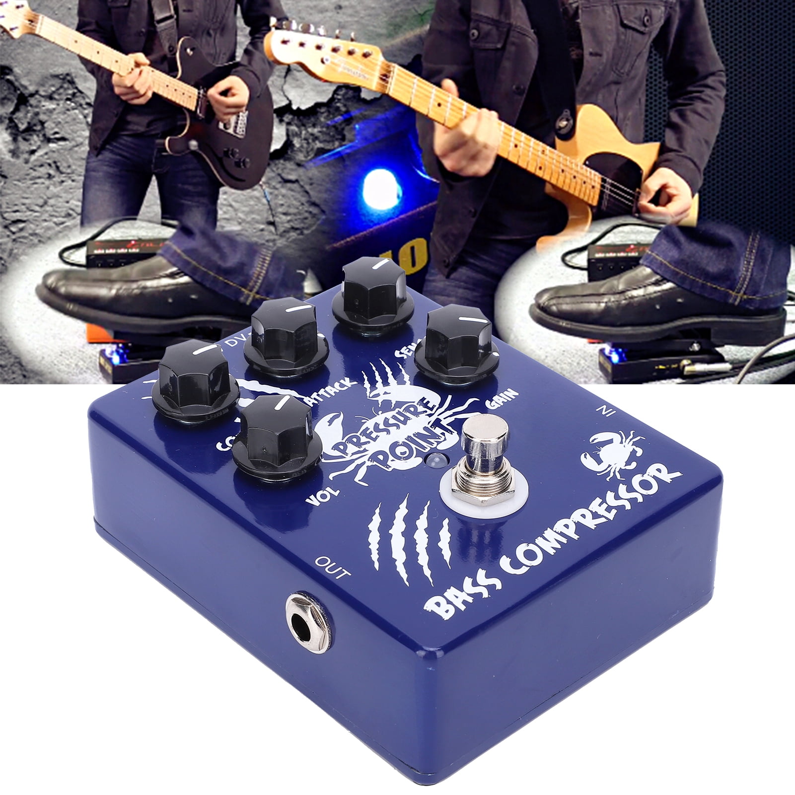 Bass Compressor Pedal, Guitar Effect Pedal 4.7 X 3.7 X 1.5In For Outdoor Performance For Music Club