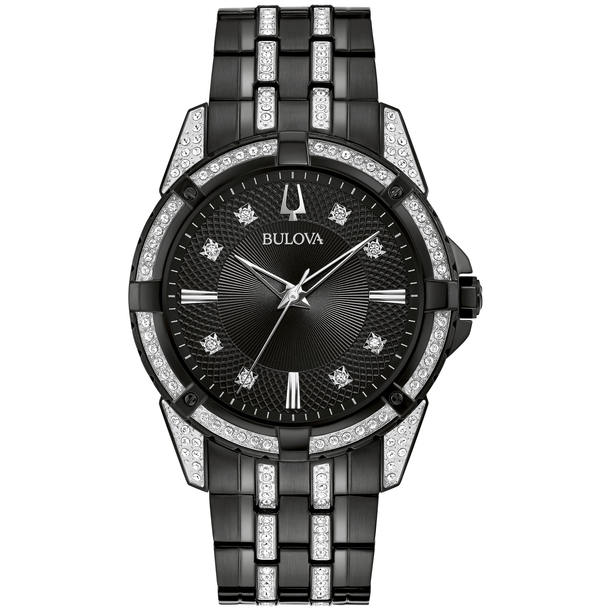 Bulova Men s Black Crystal Watch Gift Set with ID Bracelet 98K109
