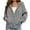 Gray, variant on Qiopertar Hoodies for Women Zip Up Fleece Hoodie Long Sleeve Casual Oversized Sweatshirt Solid Color Drawstring Kangaroo Pocket Fall Winter Spring Tops Army Green L