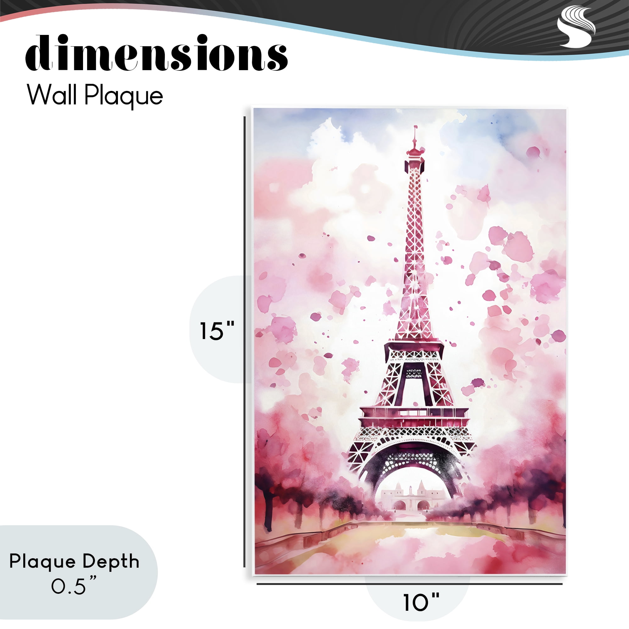 Stupell Industries Blush Watercolor Eiffel Tower Wall Plaque Art, design by Creative Studio