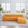 thumbnail image 3 of Aukfa 93" Sectional Sofa, Living Room Modular Couch with Ottoman, Pillow Top Arms, Teddy Fleece, Orange, 3 of 10
