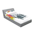 thumbnail image 2 of Ambesonne Vintage Fitted Sheet & Pillow Sham Set, Retro Pop Classic Car, Twin, Lime Green Slate Blue, 2 of 2