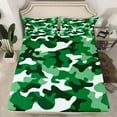 thumbnail image 2 of Manfei Camo Full Size Sheets,Rustic Outdoor Bed Sheets,Green White Sheet Sets For Kids,Luxury Bedroom Decor,4-Piece, 2 of 7