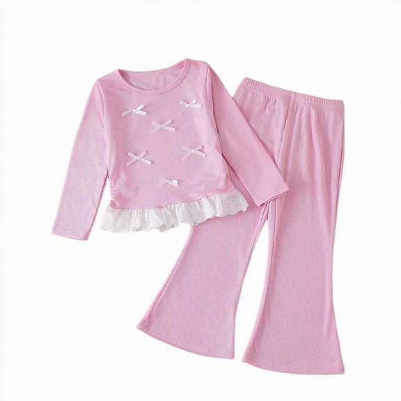 Toddler Baby Girl Clothes Set Fall Winter Long Sleeve Sweatshirt and Pants Outfits 6-12 Months 12-24 Months 2t 3t 4t 5t 6t 7t 8t 9t Children Pink 5-6 Years