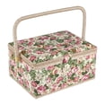 thumbnail image 2 of Sewing Box  Sewing Basket  Craft Box  Storage Box Fabric Floral Printed Sewing Basket Craft Box Household Sundry Storage Organizer With Handle, 2 of 8