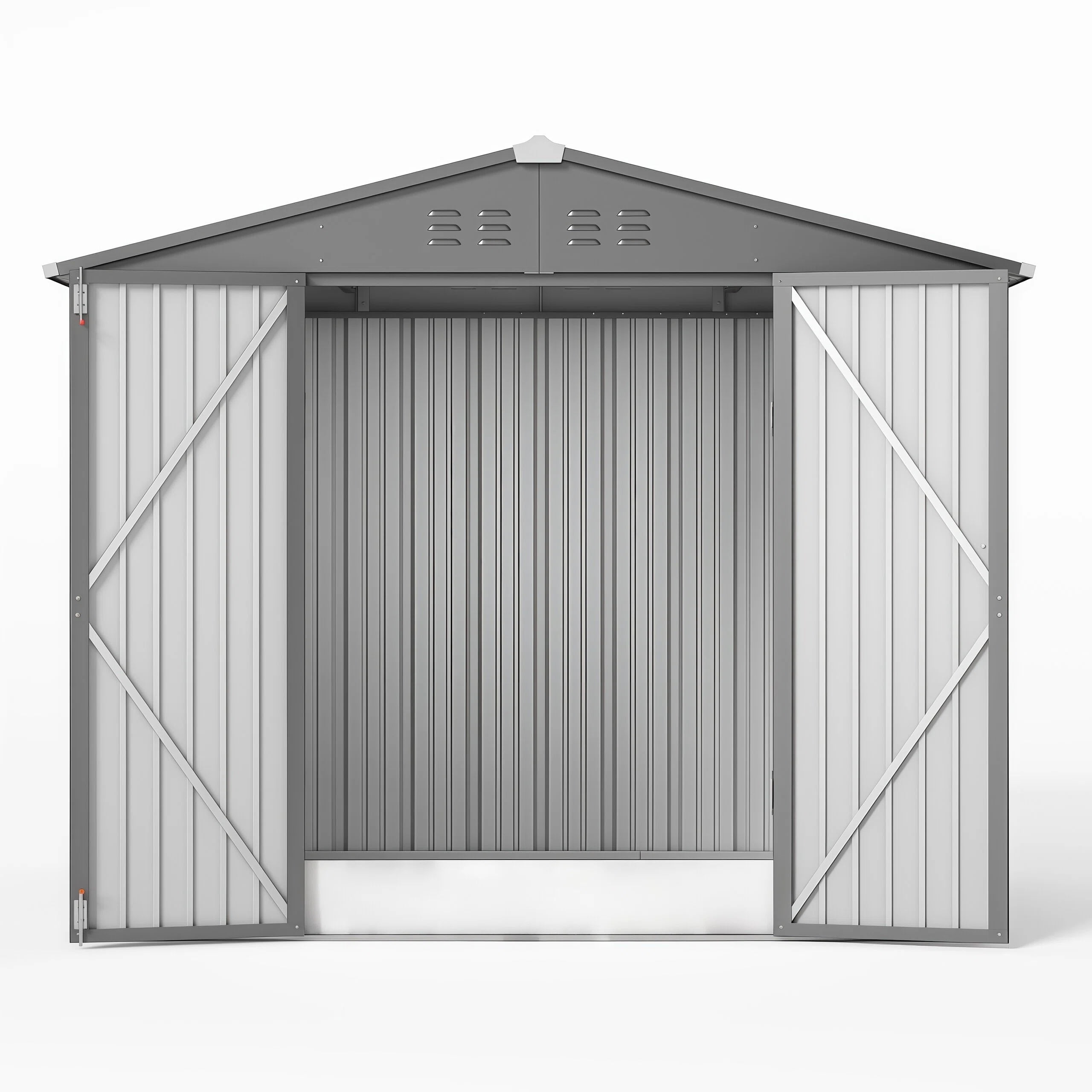 Asofer 8'x6' Metal Outdoor Storage Shed, Galvanized Steel Tool Shed with Lockable Double Doors for Patio & Backyard, Drak Gray